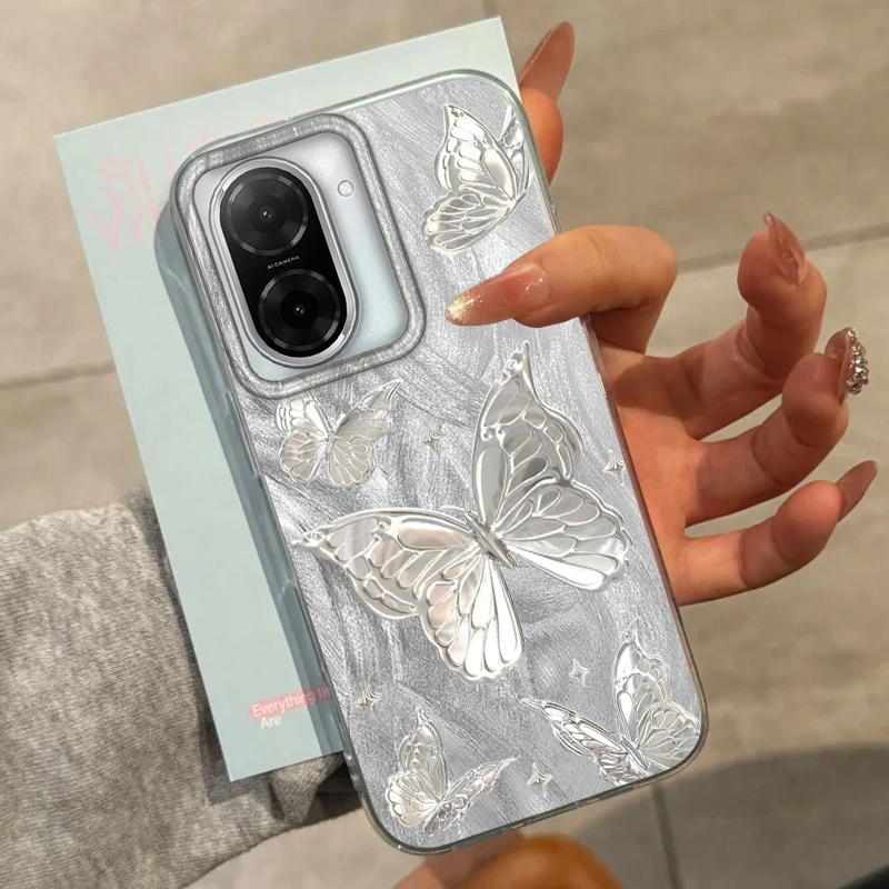 샤오미 레드미 14C 13C 10 9A 9C 노트 14 13 12 11 10S 9 8 Pro Plus A5 A4 A3 A2 A1용 고급 나비 소녀 여성 케이스