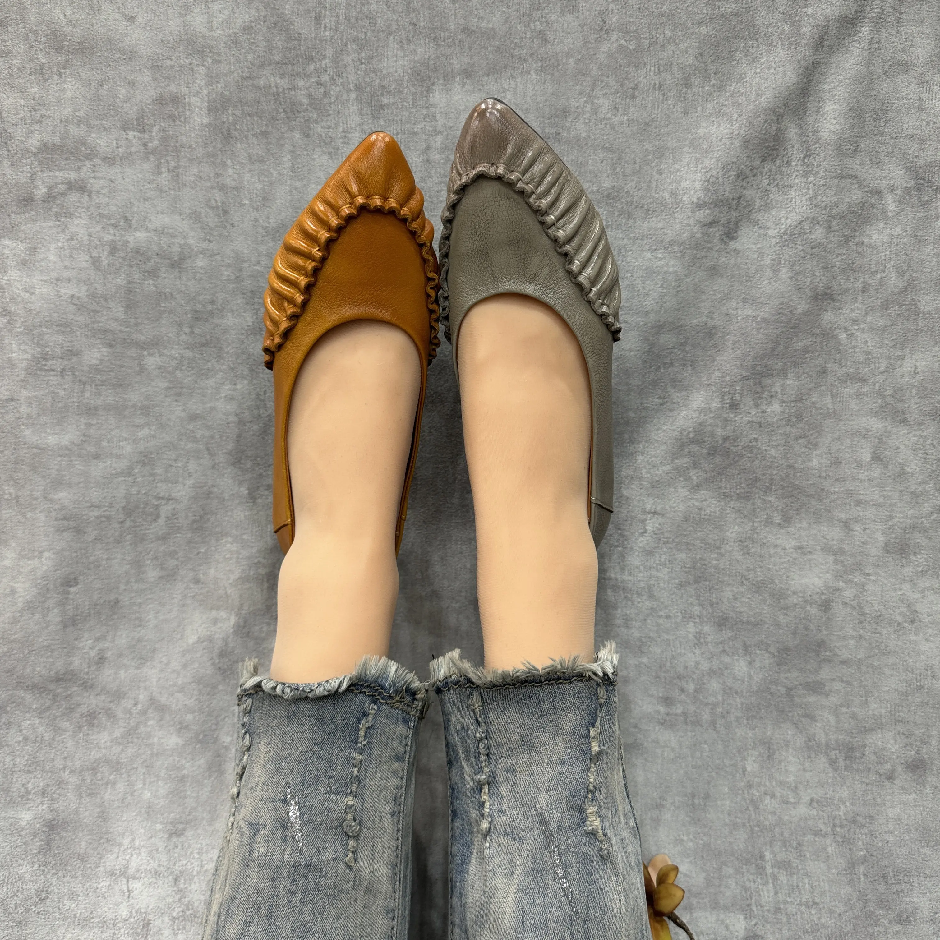 Birkuir Pointed Toe Flats Shoes For Women Casual Loafers Pleated Shoes Slip On Soft Soles 2026 Handmade Luxury Casual Shoes
