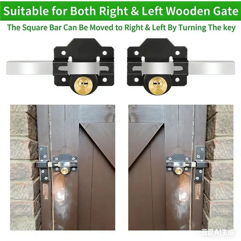 M11K-Long Throw Gate Lock 5 Keys, Fits For Right& Left Wooden Doors, Both Sides Securement(50Mm)