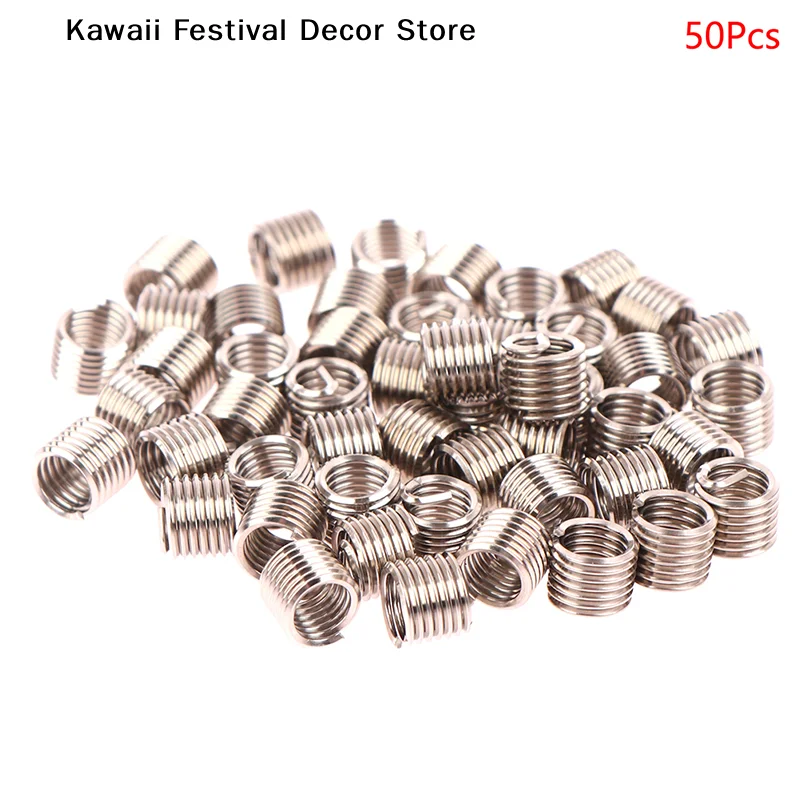 【K】50pcs Stainless Steel Helicoil Wire Thread Insert M6 x 1.0 x 1.5D Insert Helicoil Wire Thread Repair Inserts Kit