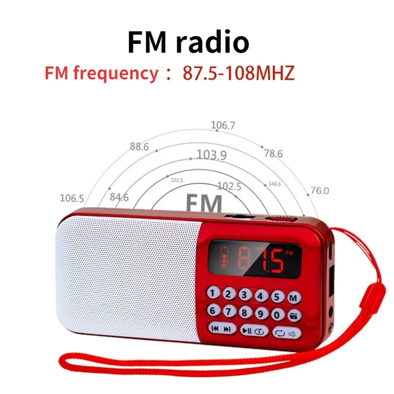 Portable Old People's Radio Receiver Digital FM Radio with Rechargeable Battery MP3 Player with Bass Supports U Disk TF Card