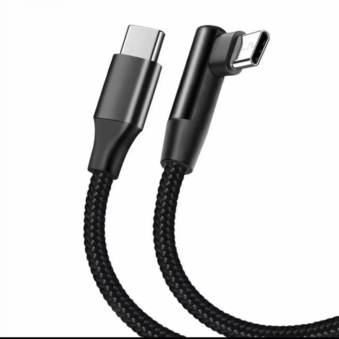 60W Type C to Type C Braided Cable Straight & 90 Degree Elbow Two Styles Data Sync Charging Cord 0.5M 1M For Mobile Phone Laptop
