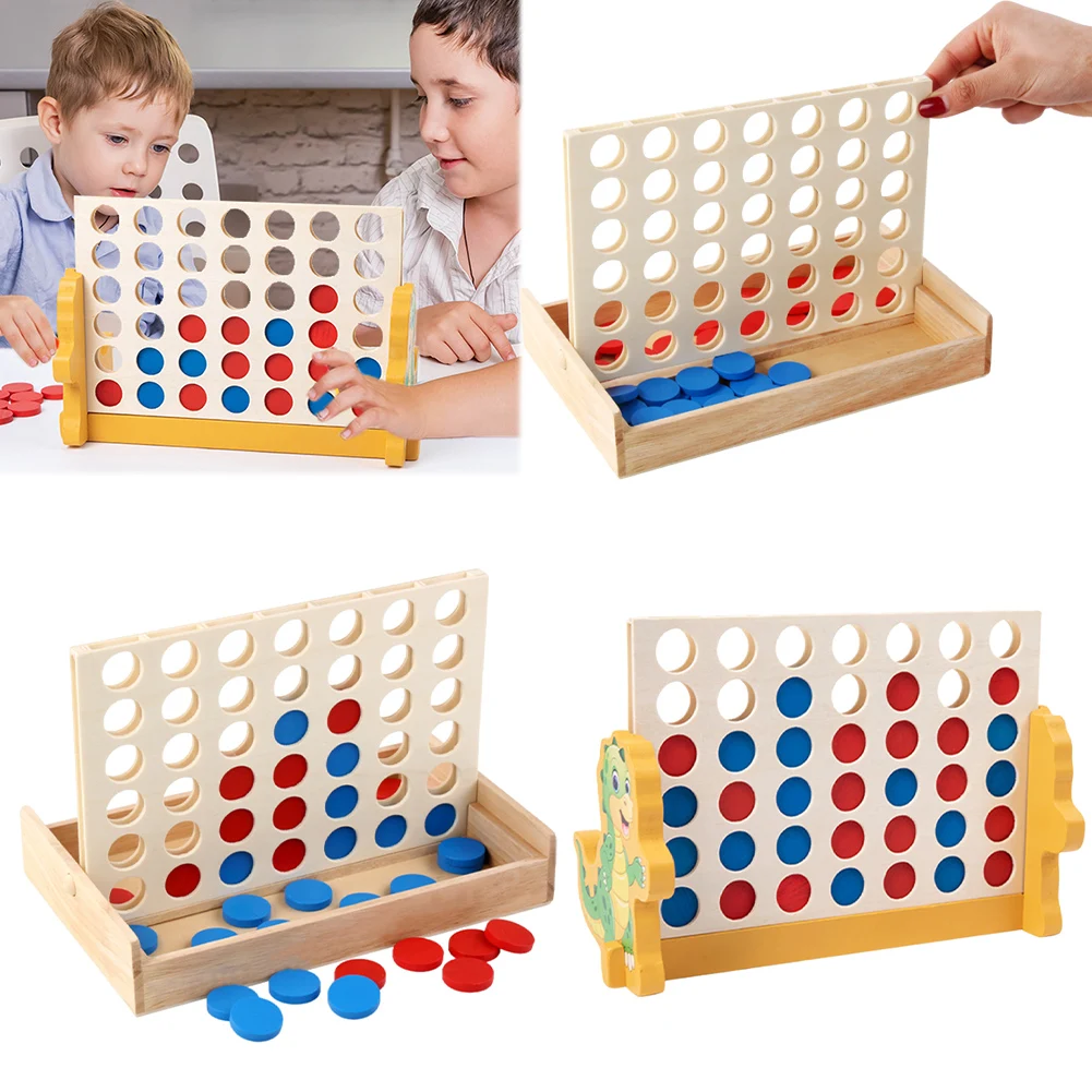 Wooden 4 in A Row Game Wood Connect Game Connect The 4 Discs of Same Colour in A Row Classic Strategy Game for Kids and Adults