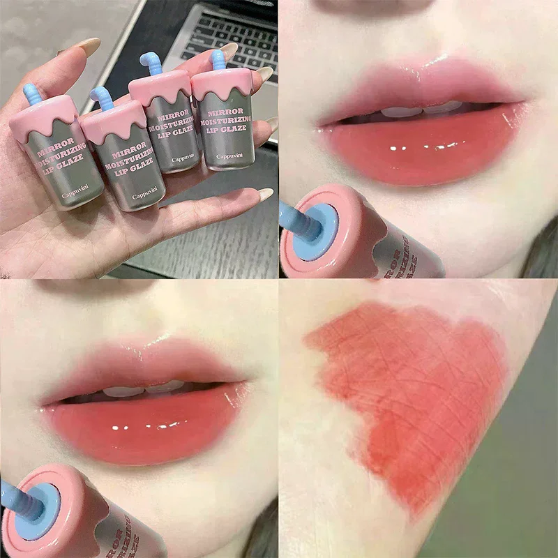 Cappuvini Mini Carino Forma di tazza di paglia Lucidalabbra Smalto labbra Labbra idratanti Rossetto trasparente Lucidalabbra a lunga durata Facile da colorare