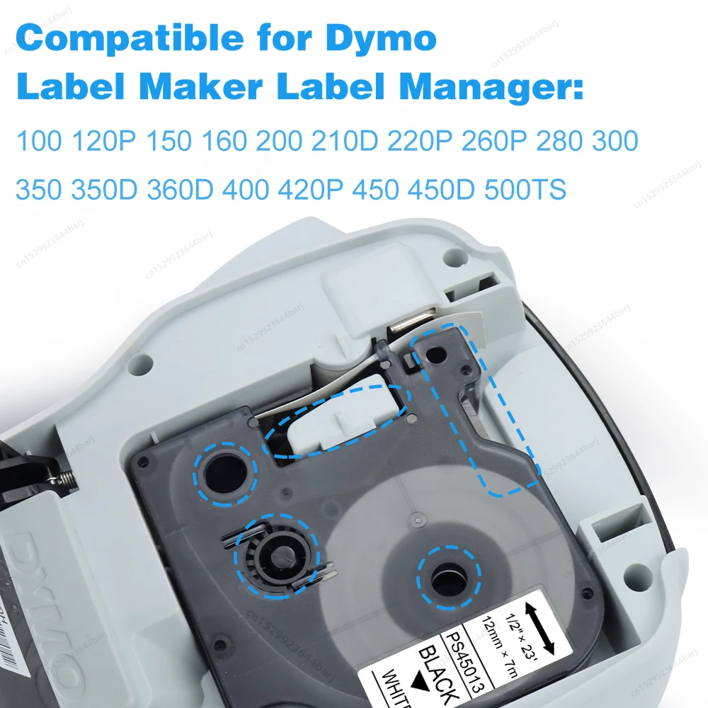 5pcs/10pcs 45013 Compatible Dymo D1 12mm Tape 45010 45016 45018 45013 Black on White Label for Dymo LabelManager 160 280 Printer