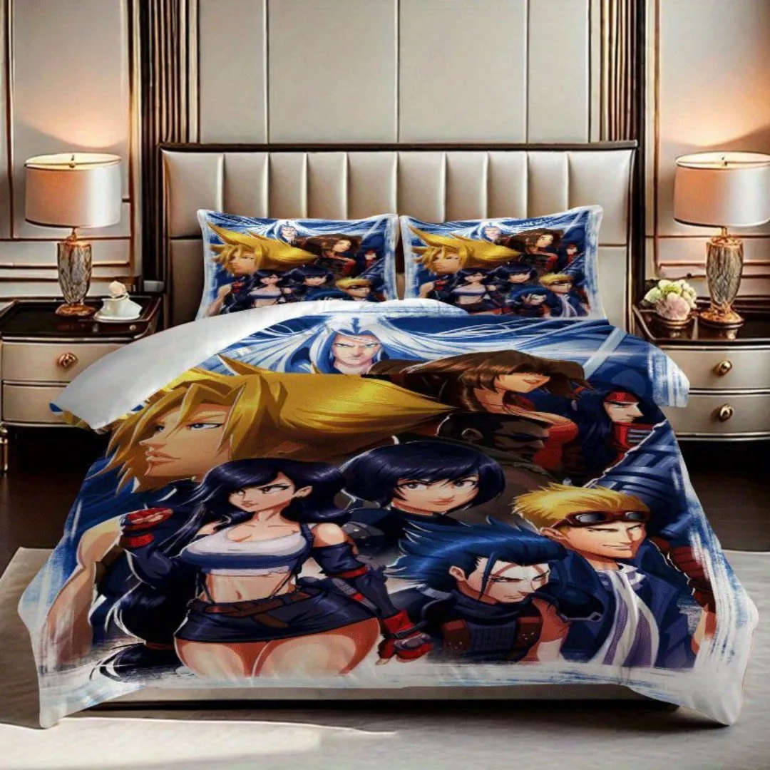2/3pcs Claude Strife printed quilt cover set, quilt cover set includes quilt cover and pillowcases - perfect for bedroom