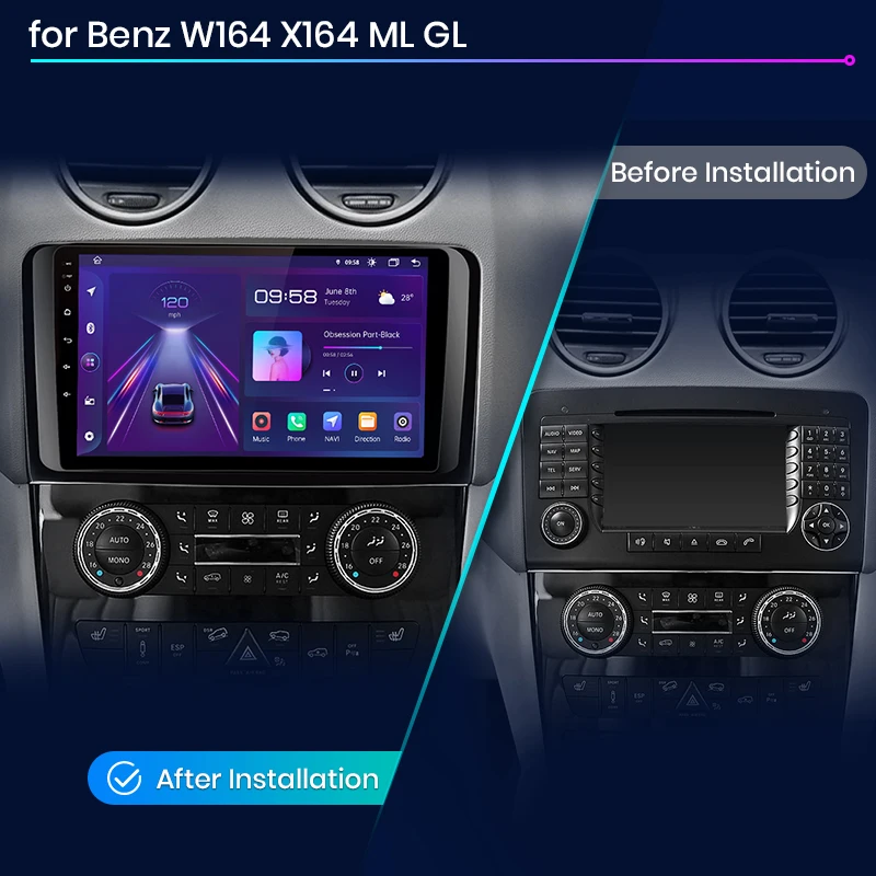 Junsun V1 Plus Car Radio wireless CarPlay Android Auto For Mercedes Benz M-Class W164 GL-Class X164 ML GL No 2 din 2din DVD