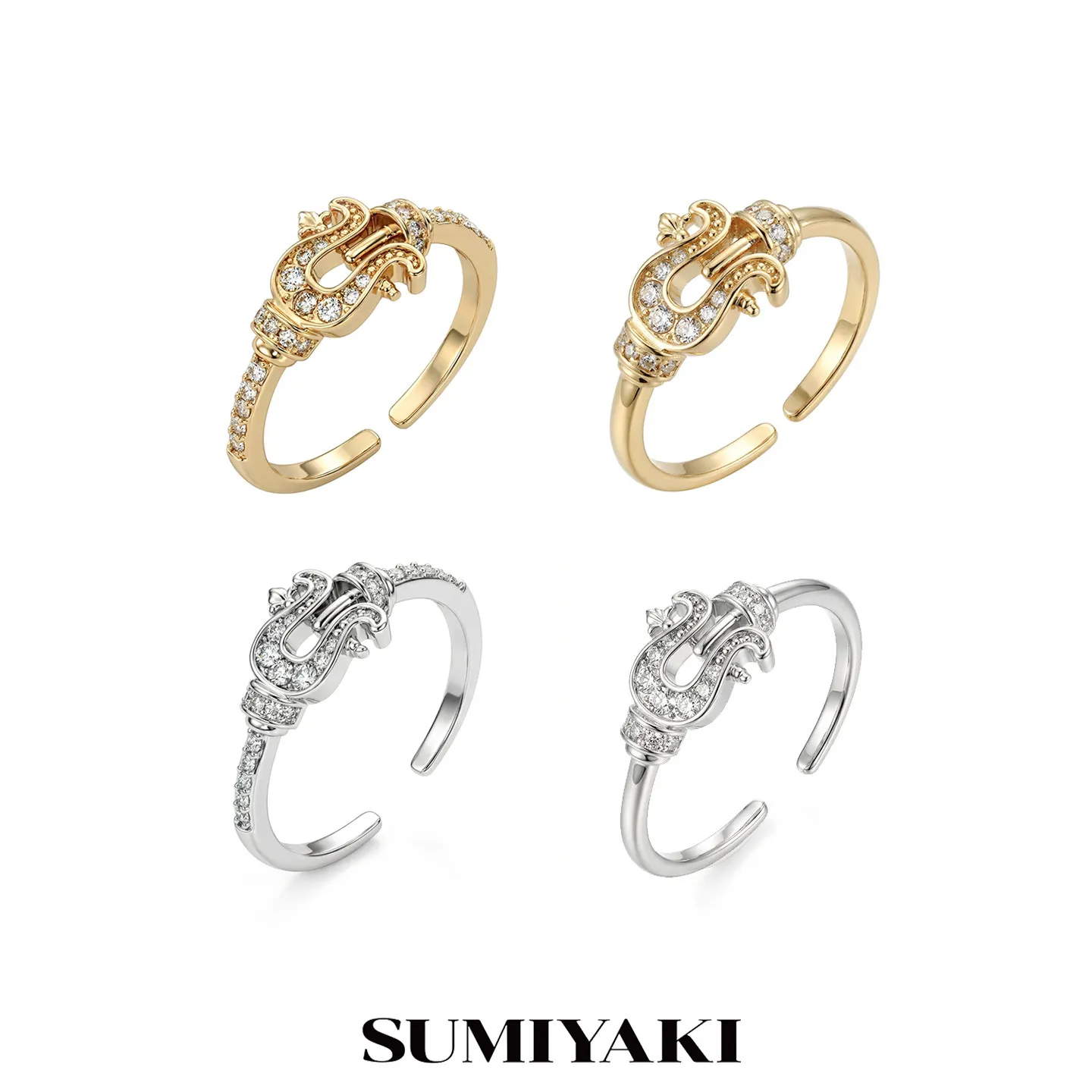 Original SUMIYAKI Horseshoe Buckle Simple Ring Light Luxury Diamond Couple Gifts