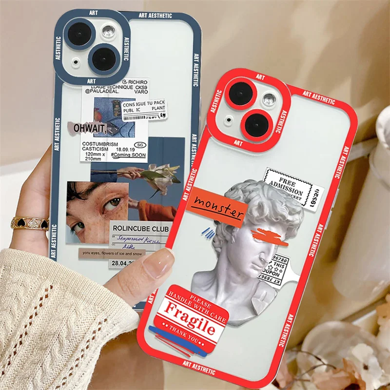 Funda de silicona con gran estatua de David para iPhone, 15, 14, 13, 12, 11 Pro Max, XS, XR, X, 7, 8 Plus, 16 Pro Max