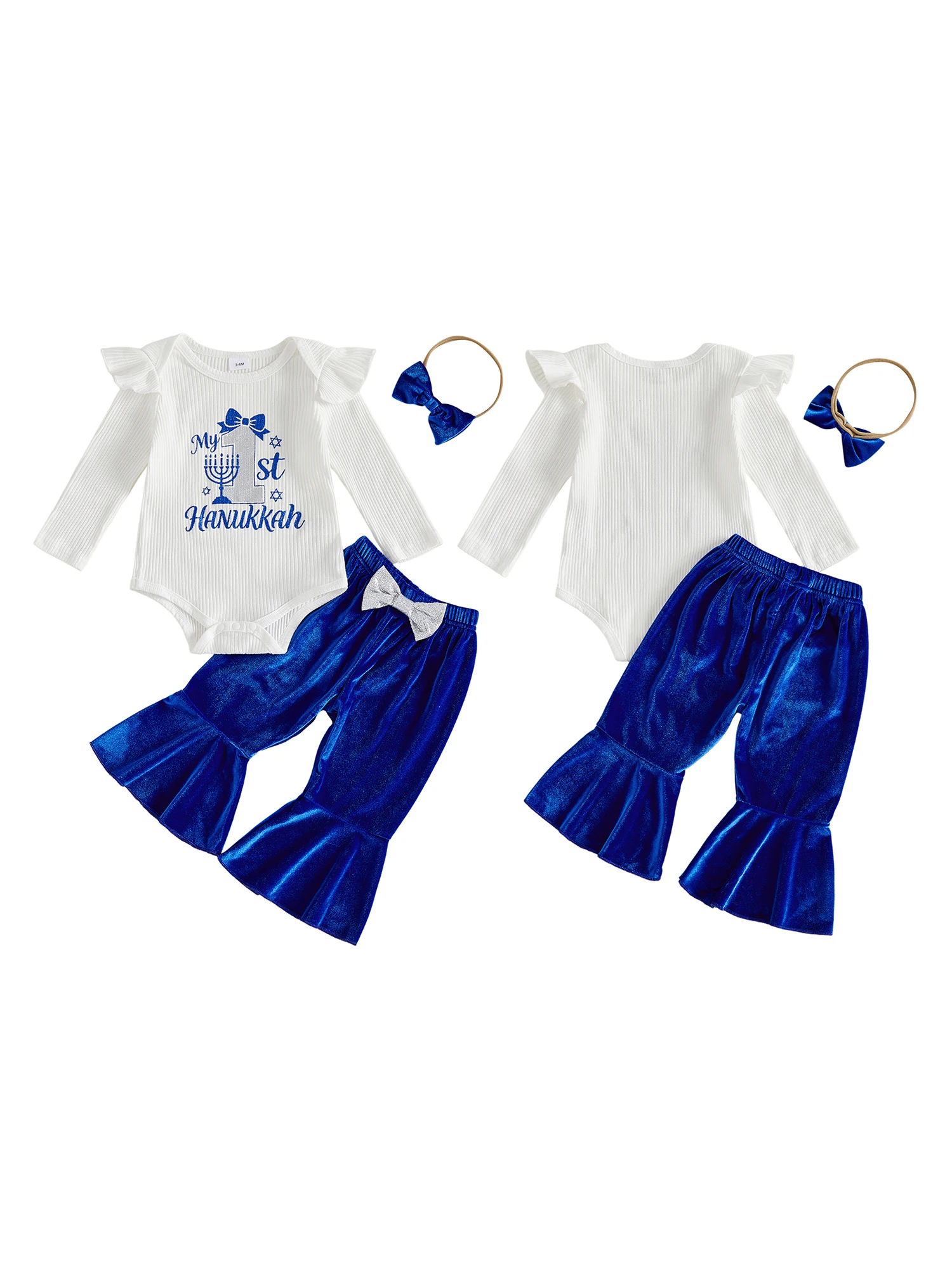 Girl Outfits Hanukkah Outfits Long Headband Hanukkah Outfits Baby Romper Pants Lightweight Baby Girl Hanukkah