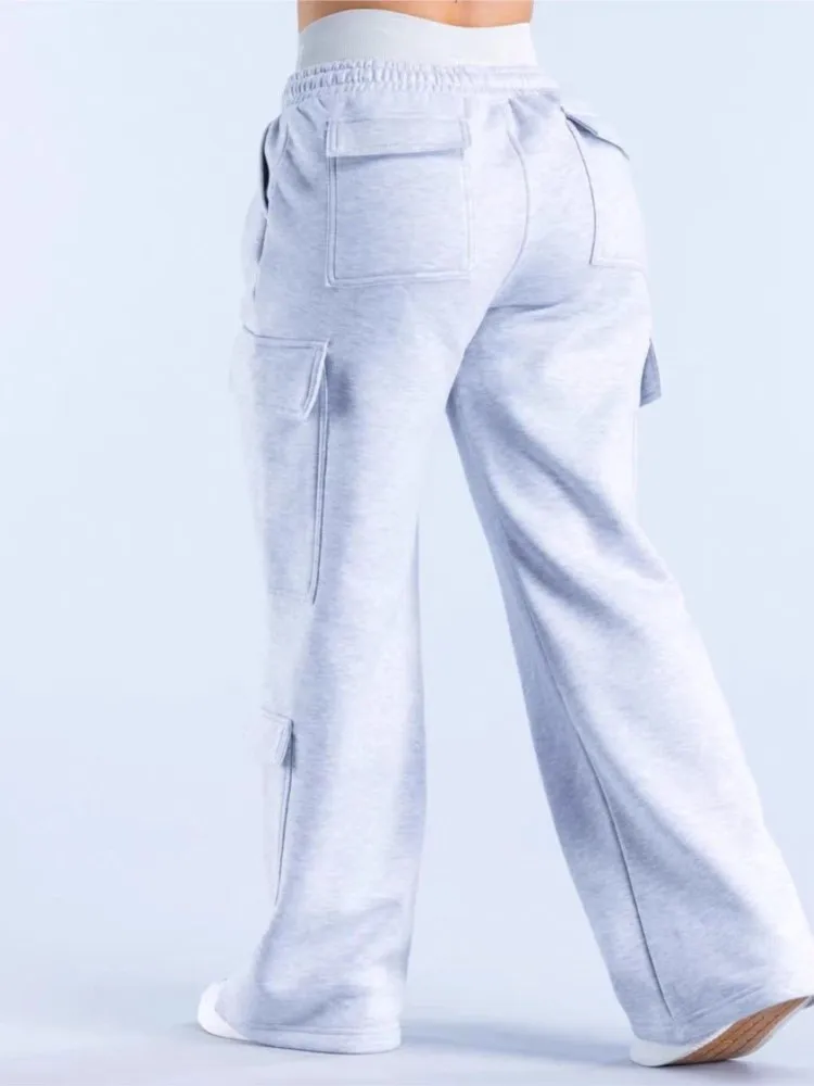 Damskie nowe spodnie dresowe typu jogger, proste spodnie, modne spodnie sportowe cargo, damskie spodnie cargo z wieloma kieszeniami, dres