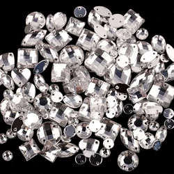 Random Mix 20g Sew On Rhinestones Acryl  Flatback  Rhinestone For Handmade  Bag DIY Weeding Dress Sewing  Accessories D1105