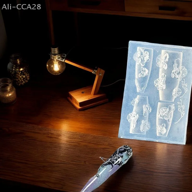 DIY Manicure Set - 3D Rose and Bow Design Silicone Nail Mold; Includes Stamping Plates for Unique Artistic Nail Decor.