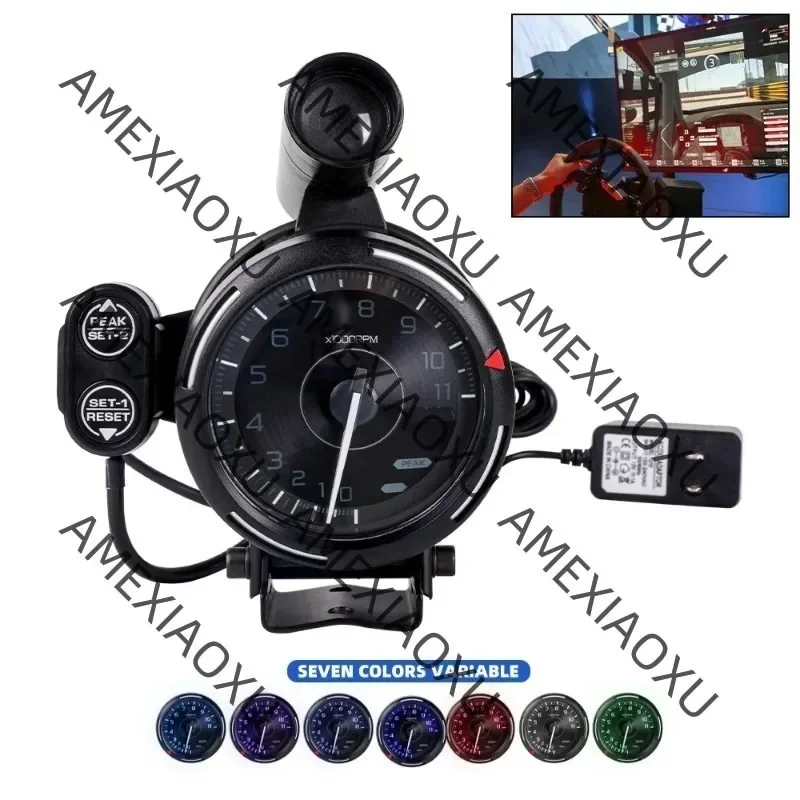 Real-Time Response Simracing Game Car Tachometer 11000 RPM 7-Color Backlight Universal Motorcycle RPM Gauges All PC Compatible