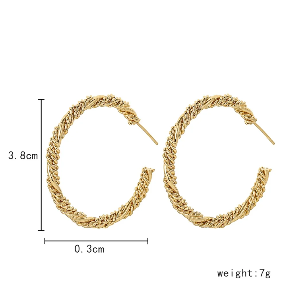 2022 Korean Wave New Kim Taehyung V Circle Metal Twist Earrings Celebrities Exaggerated Temperament Accessories Women\'s Jewelry