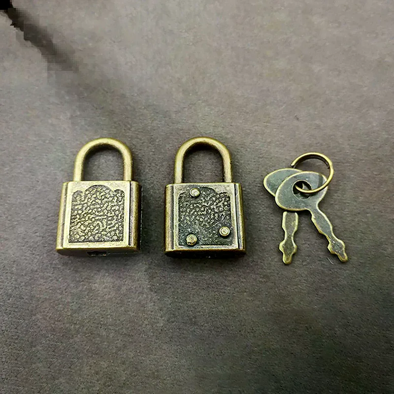 Retro Padlock for Notepad Diary Small Luggage Box Lock With Keys Zinc Alloy Suitcase Locker Hardware Set Mini