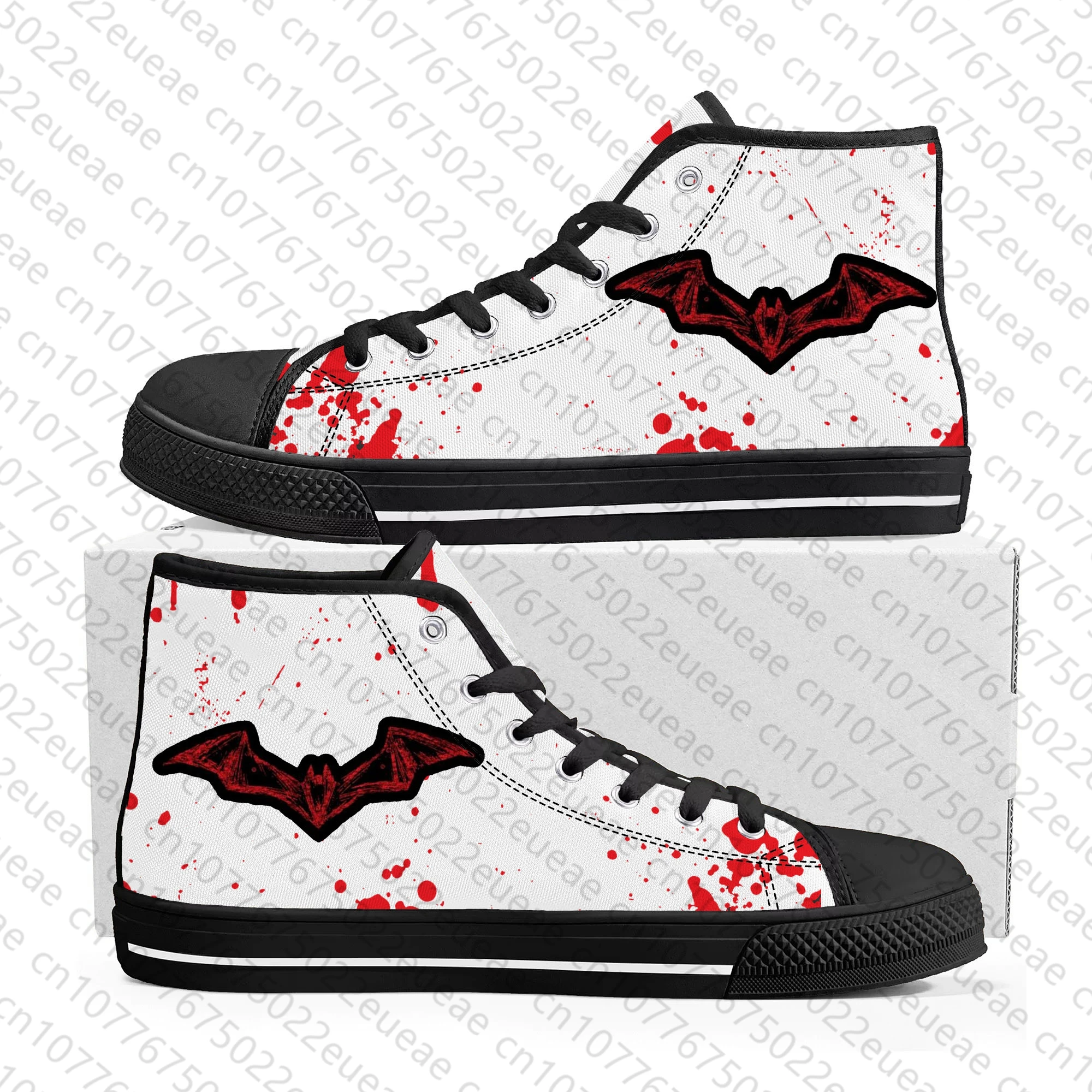 Robert Pattinson Logo Vampire Bat Wing High Top Sneakers Mens Womens Teenager Canvas Sneaker Casual Couple Shoes Custom Shoe