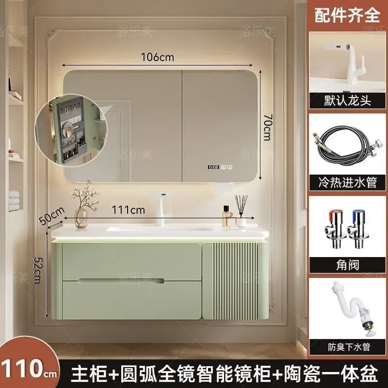 ys-7  Ceramic Basin Bathroom Cream Style Hand Washing Basin Small Apartment Bathroom Cabinet Set