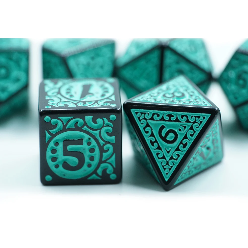 7 قطع/مجموعة نرد أكريليك مريح متعدد الألوان للاستخدام العائلي والألعاب DND #6