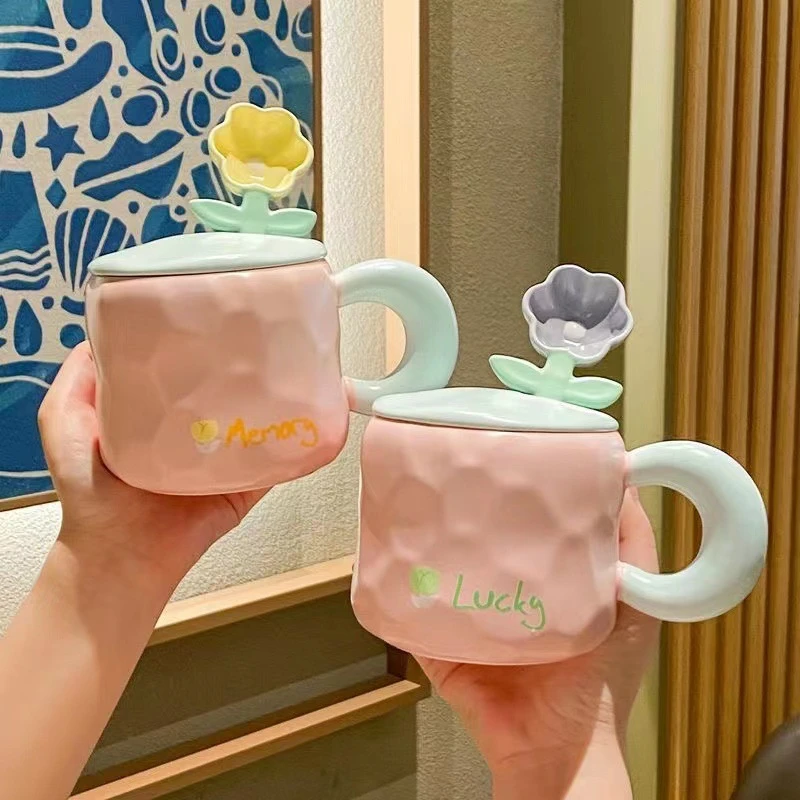 

Ceramic Coffee Cup Creative Breakfast Tulip Drinkware Set Ins Style Activity Companion Gifts Household Office With Handle Mug