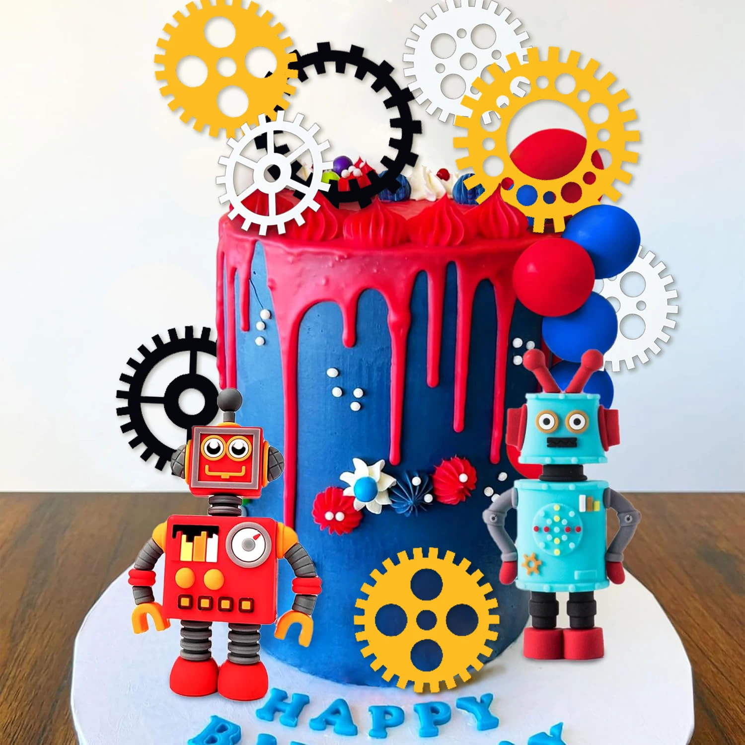 Roboter-Kuchenaufsätze für Jungen, Roboter-Kuchen-Cupcake-Dekorationen, Roboter-Party-Dekorationen, Roboter-Figur für die Geburtstagsfeier – Detail 19