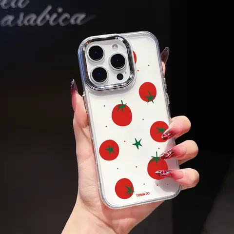 Coque de téléphone de luxe en forme de tomates rouges coréennes pour iPhone 17 Air 16 15 14 11 Pro Max 16 15 Plus X Xs 8 7 – Étui de protection souple