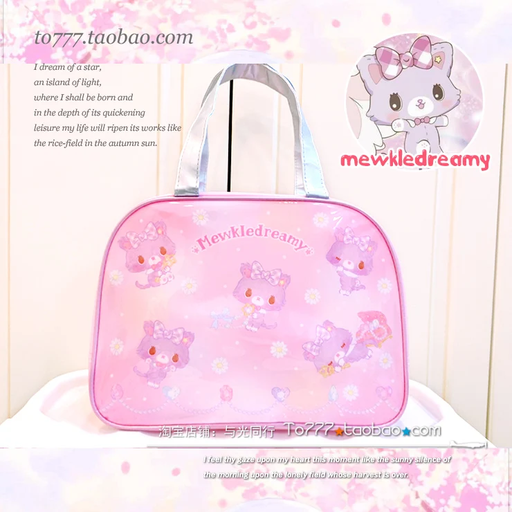 Mewkledreamy Cat Hand Bags for Women Girls Handbags Kawaii Cute PVC Beach Bag Waterproof Anime Toto Bag