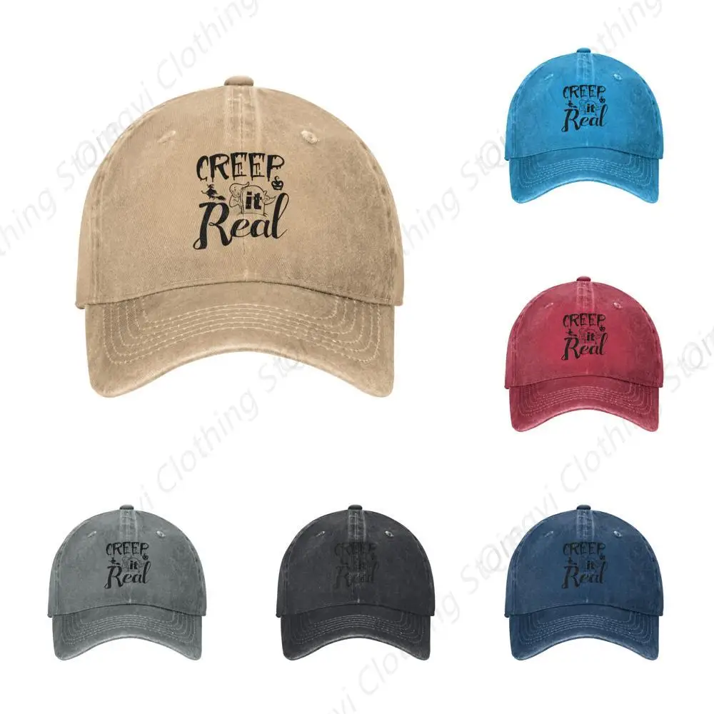 Creep It Real Vintage Baseball Cap Women Men Trucker Caps Golf Dad Hats Natural