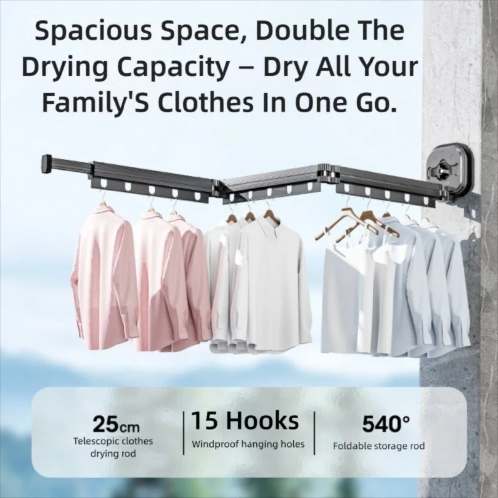 Picture 4: New Retractable Folding Clothes Hanger Space Saving Rotating Cloth Drying Rack Collapsible Drying Rack Home Use