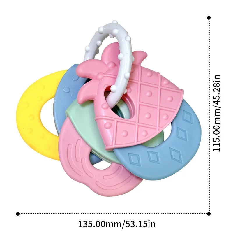 Miękka gumowa grzechotka dla niemowląt w stylu owocowym Gryzak dla noworodków Silikonowe gryzaki dla niemowląt Zabawka do gryzienia dla dzieci