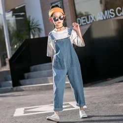 Girls Denim Overalls Children Cowboy Suspender Pants Kids Jumpsuit Girl Jeans Trousers Spring  Autumn 4to12