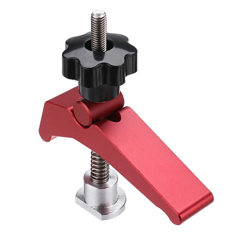 

2pcs Red Quick Acting Hold Down Clamp Aluminum Alloy T-Slot T-Track Clamp Set Woodworking Tool for Woodworking Table by HONGDUI