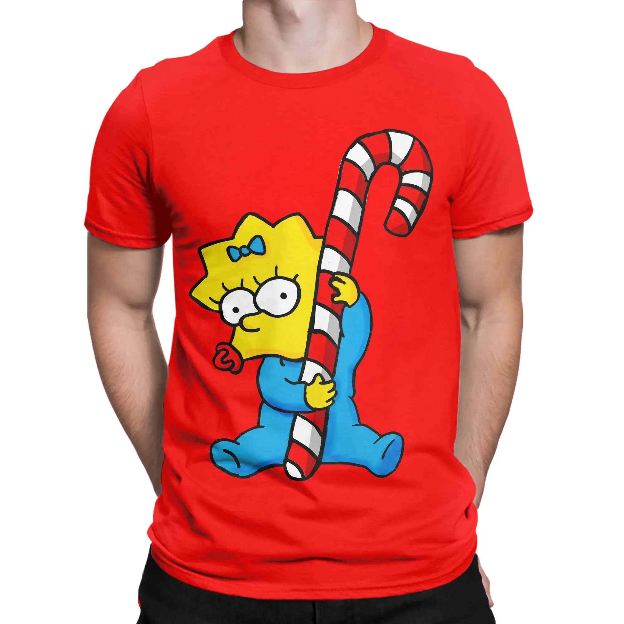 Men's Cartoon S-Simpsons Christmas T Shirts  100% Cotton Clothing Vintage Short Sleeve Crew Neck Tees Gift Idea T-Shirts