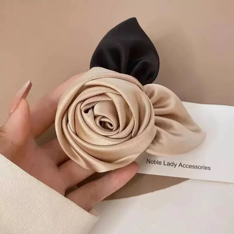 Nowa wstążka kokardka szpilka dla kobiet dziewczynki elegancka róża spinka do włosów Retro nakrycie głowy spinki do włosów powrót głowa Party Vintage akcesoria do włosów — zdjęcie 7