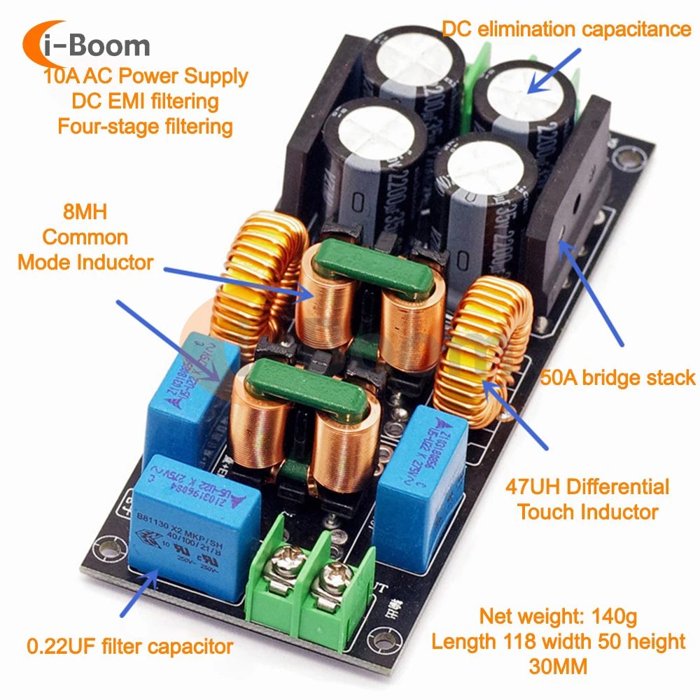 AC110V 220V Power Filter EMI Electromagnetic Interference Filter EMC High Frequency Power Filter for Audio Power Amplifier