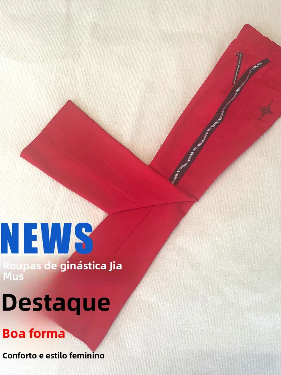 red-diamond-embedded-casual-short-sleeve-fitness-clothes-summer-sun-home-daffodil-teacher-pants-high-waist-loose-fit-cotton