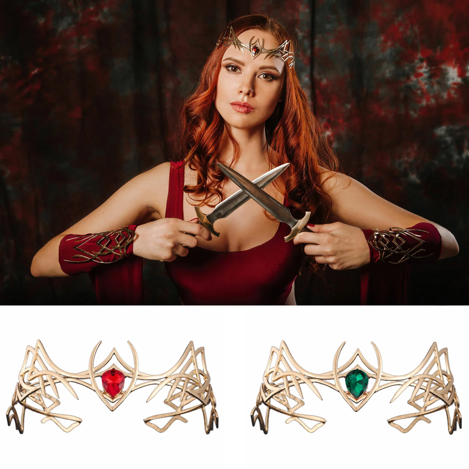 Vintage Baroque Fairy Elven crown Goddess Cosplay Round Elves Tiara,Unisex Jewelry Alloy Headband Hair Accessories Movie Prop