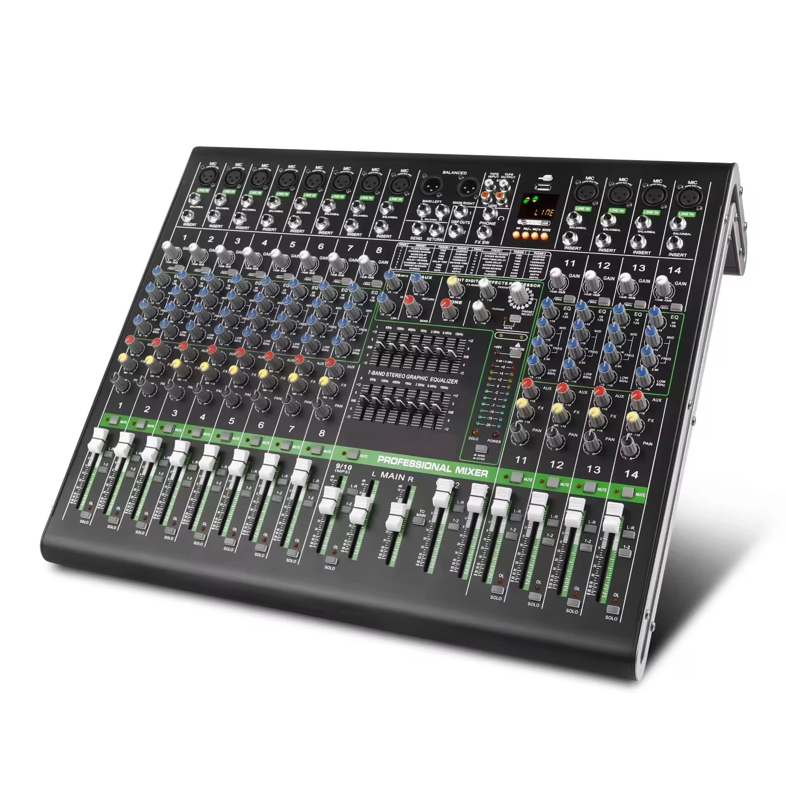 High Quality Professional Dj 12 Channel Usb Digital Audio Video Mixer