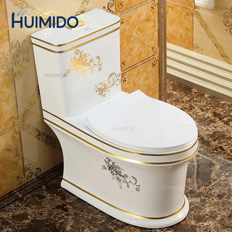 European-style personalized golden flush toilet with large pipe deodorant ceramic silent super swirl household toilet