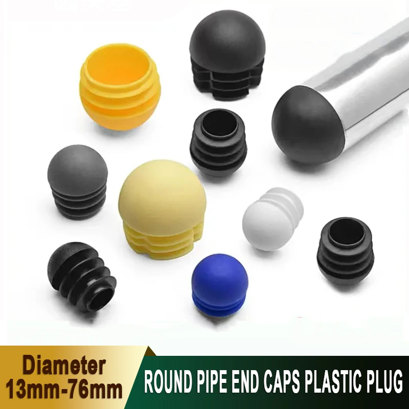 

Diameter 13mm-76mm Bullet Head Plug Round Head Stopper Plastic Tube Cap Black/White/Grey/Yellow Furniture Metal Pipe End Cap