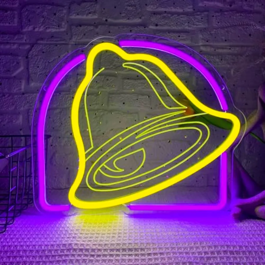 

Taco Neon Signs for Wall Decor, Dimmable Bell Neon Light for Mexican Restaurant Decor, USB Powered for Kitchen Coffee Bar Coffe