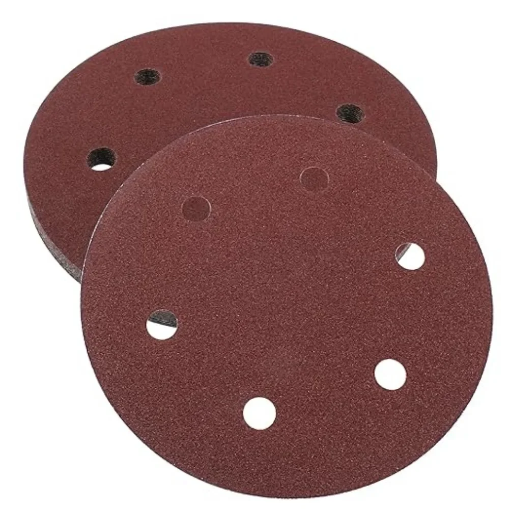 5/10/20/30/50pcs 6 Inch 6 Holes Sanding Discs 40, 80, 120, 180, 240 Mesh Flocking Sandpaper Orbital Sander Hook and Sand Paper