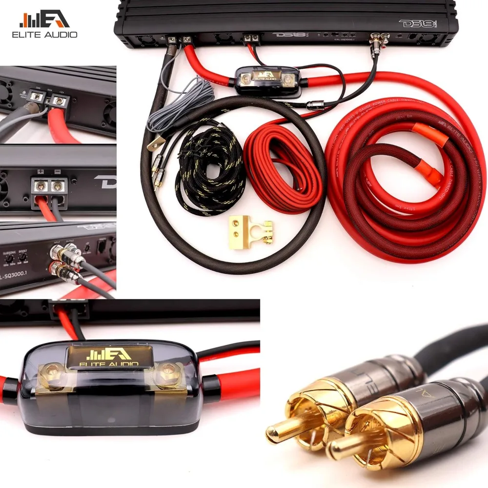 EA-PROK0 Pro Amplifier Wiring Kit - 5000W Max Power, Oxygen Free Copper Cables, Brass ANL Fuse Holder, 0 Gauge