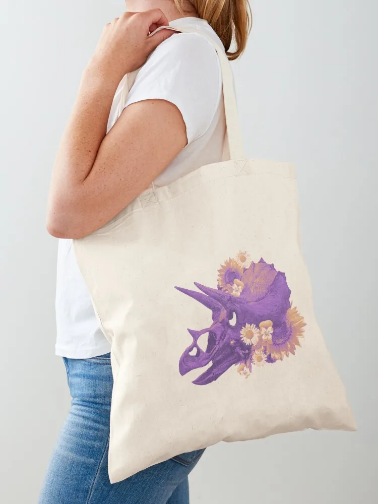 

Floral Triceratops Tote Bag shopper bag woman custom fabric bag personalized tote personalized tote