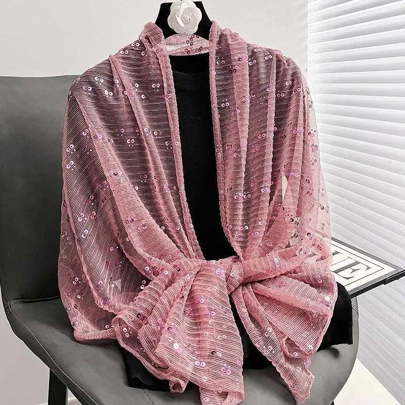 Holographic Sequin Glitter Muslim Hijab Shiny Sparkly Lightweight Headscarf Fashion Islamic Headwear for Women All Occasions