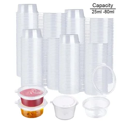 10-50Pcs Plastic Takeaway Sauce Cup ContainersWith Hinged Lids Pigment Paint Box Palette Disposable Box