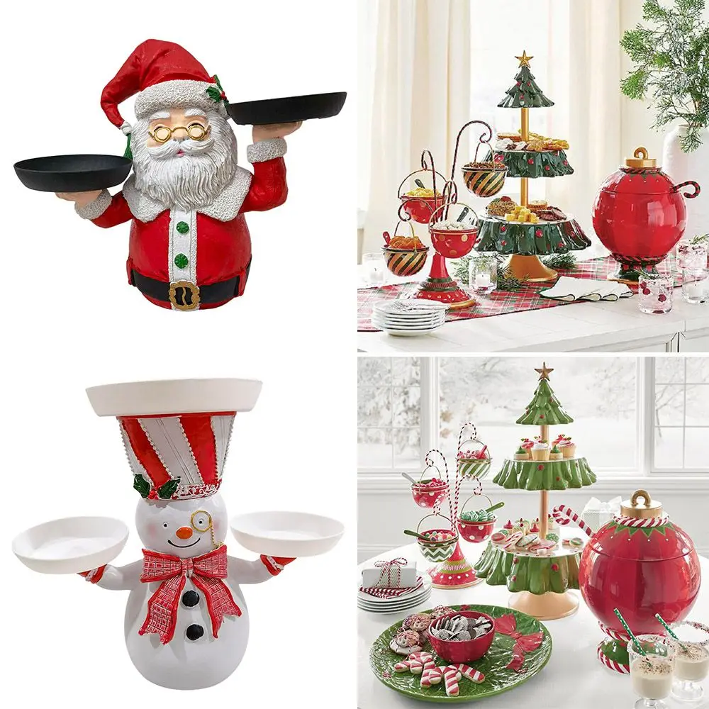 Merry Christmas Table Supplies Food divider Christmas Tree Dessert Plate Cake Stand Snack Rack Fruit Holder