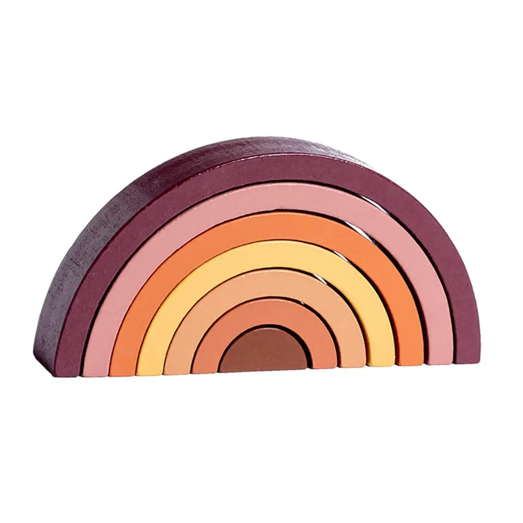 

Wooden Rainbow Stacker Geometry Development for Early Development Gift Girl