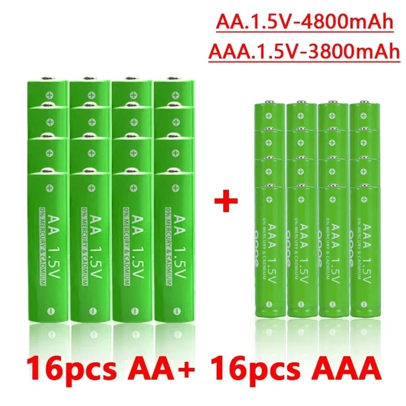 new 1.5 V AAA 3800mAh +1.5V AA 4800mAh  Rechageable Battery Battery + Free Shipping Battery for Clocks Mice Computers Toys So On