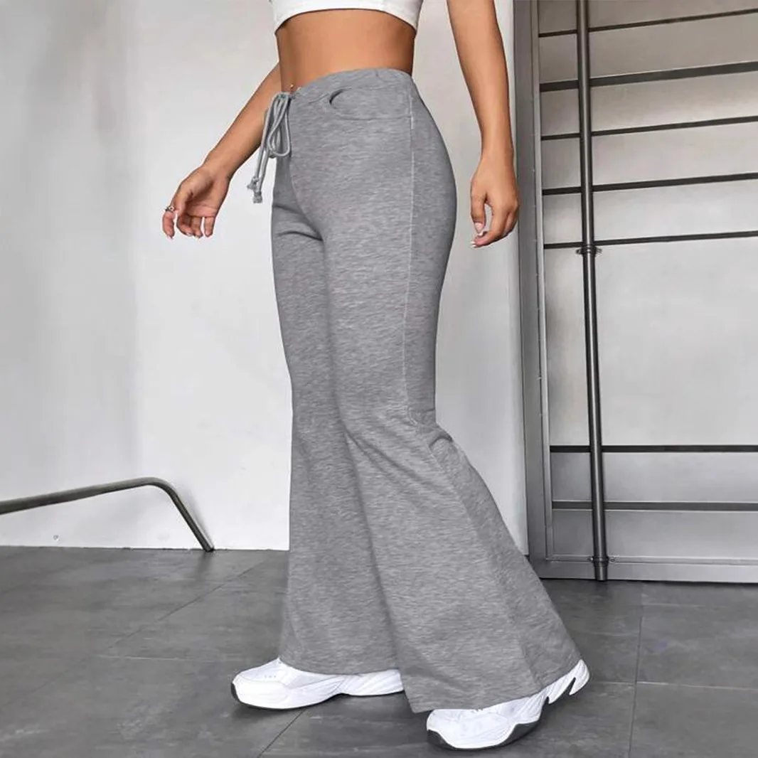 Women's Casual Outdoor Yoga Sports Pants Bell Bot Spliced Trousers Street Sle l Waist Lycra Fabric Summer 2023